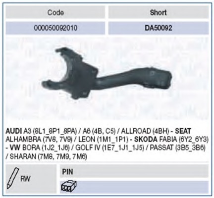 Купить 000050092010 Выключатель на колонке рулевого управления в интернет-магазине Ravta – самая низкая цена
