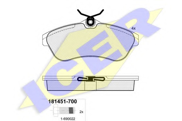 181451-700 ICER Комплект тормозных колодок, дисковый тормоз