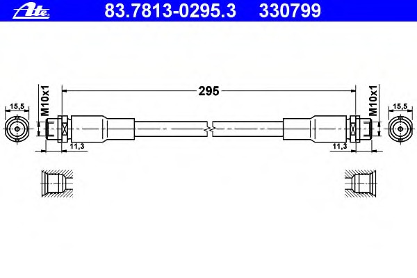 83.7813-0295.3 ATE Тормозной шланг