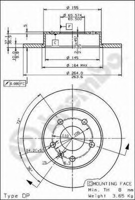 08.7627.75 BREMBO Тормозной диск