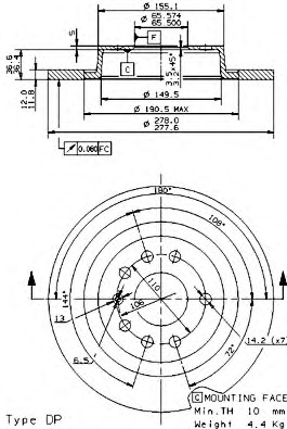 08.9511.10 BREMBO Тормозной диск