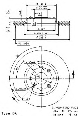 09.5843.34 BREMBO Тормозной диск