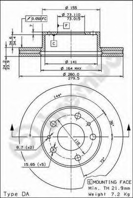 09.5904.14 BREMBO Тормозной диск