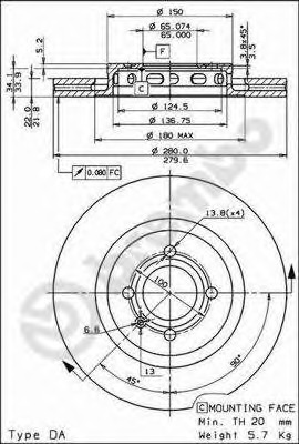 09.6728.10 BREMBO Тормозной диск