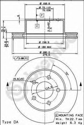 09.7421.80 BREMBO Тормозной диск