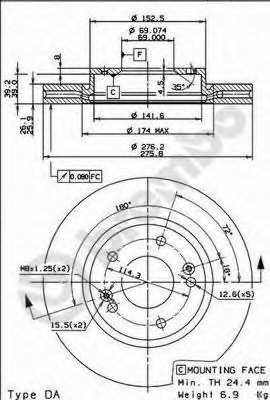 09.9079.10 BREMBO Тормозной диск