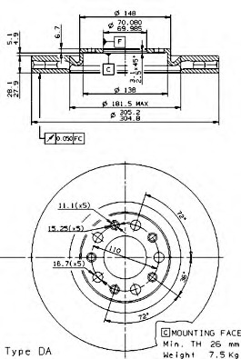 09.9363.21 BREMBO Тормозной диск