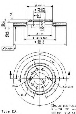 09.9369.10 BREMBO Тормозной диск