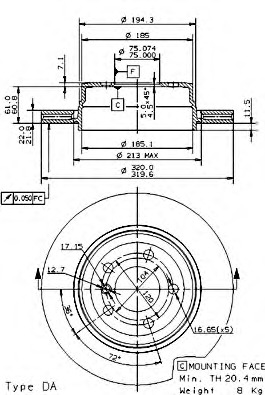 09.9573.11 BREMBO Тормозной диск