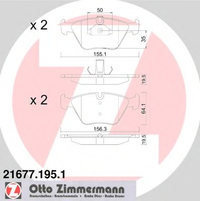 21677.195.1 ZIMMERMANN Комплект тормозных колодок, дисковый тормоз