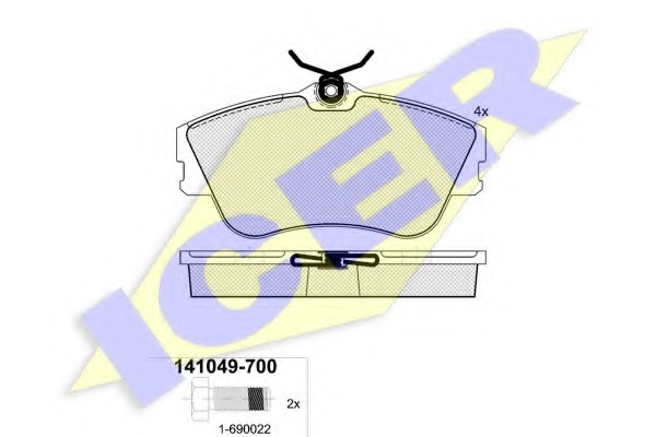 141049-700 ICER Комплект тормозных колодок, дисковый тормоз