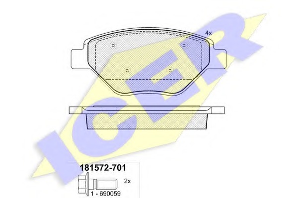 181572-701 ICER Комплект тормозных колодок, дисковый тормоз