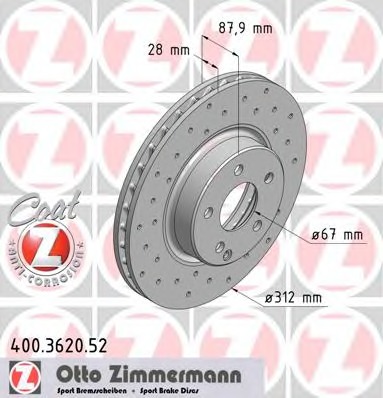 400.3620.52 ZIMMERMANN Тормозной диск