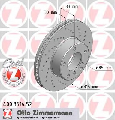 Купить 400.3614.52 ZIMMERMANN Тормозной диск в интернет-магазине Ravta – самая низкая цена