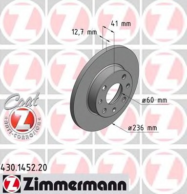 430.1452.20 ZIMMERMANN Тормозной диск