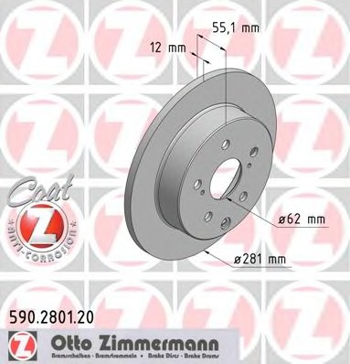 590.2801.20 ZIMMERMANN Тормозной диск