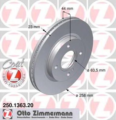 Купить 250.1363.20 ZIMMERMANN Тормозной диск в интернет-магазине Ravta – самая низкая цена