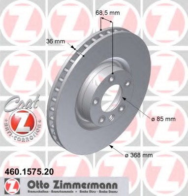 460.1575.20 ZIMMERMANN Тормозной диск