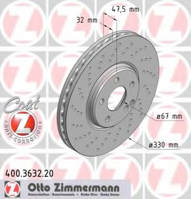 400.3632.20 ZIMMERMANN Тормозной диск