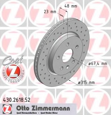 430.2618.52 ZIMMERMANN Тормозной диск