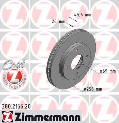 Купить 380.2166.20 ZIMMERMANN Тормозной диск в интернет-магазине Ravta – самая низкая цена