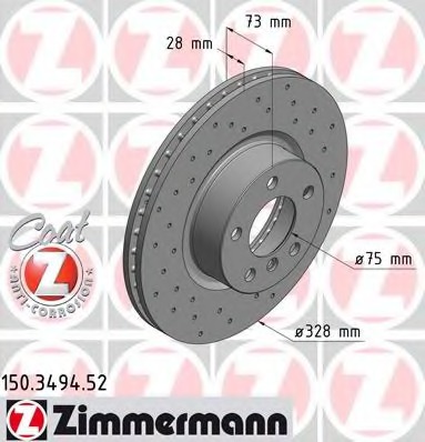 Купить 150.3494.52 ZIMMERMANN Тормозной диск в интернет-магазине Ravta – самая низкая цена