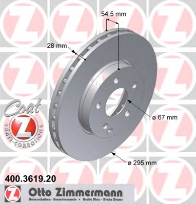 Купить 400.3619.20 ZIMMERMANN Тормозной диск в интернет-магазине Ravta – самая низкая цена