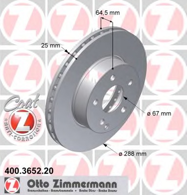 Купить 400.3652.20 ZIMMERMANN Тормозной диск в интернет-магазине Ravta – самая низкая цена