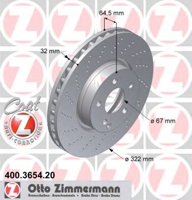 Купить 400.3654.20 ZIMMERMANN Тормозной диск в интернет-магазине Ravta – самая низкая цена