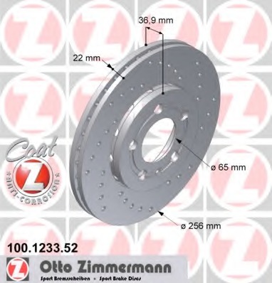 100.1233.52 ZIMMERMANN Тормозной диск