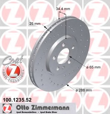 100.1235.52 ZIMMERMANN Тормозной диск