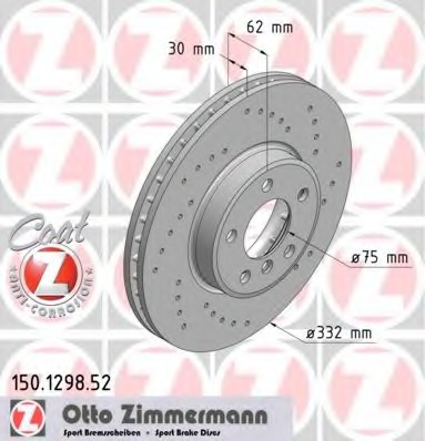 150.1298.52 ZIMMERMANN Тормозной диск