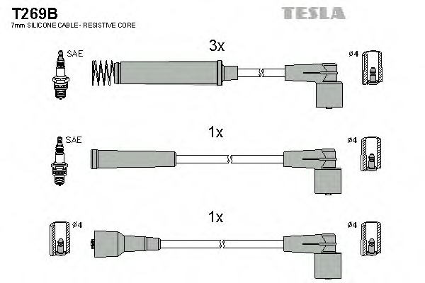 t269b TESLA Комплект проводов зажигания