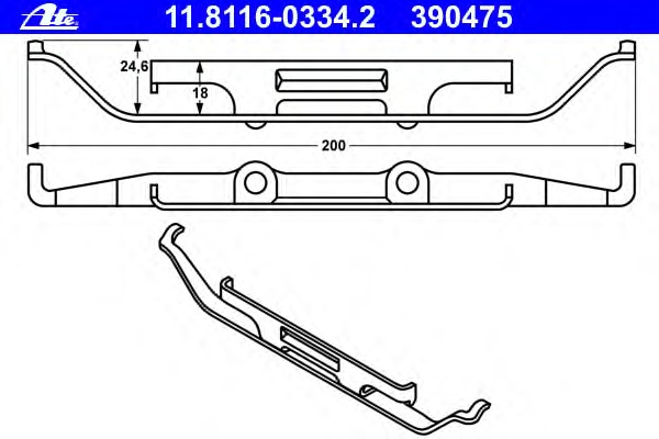 11.8116-0334.2 ATE Пружина, тормозной суппорт