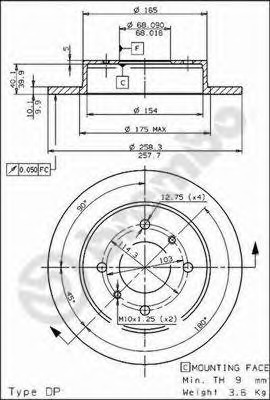 08.5443.10 BREMBO Тормозной диск