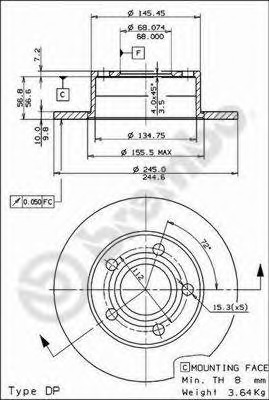 08.5743.11 BREMBO Тормозной диск