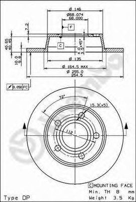 08.9084.11 BREMBO Тормозной диск