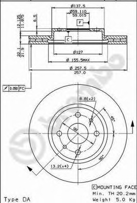 09.5843.11 BREMBO Тормозной диск