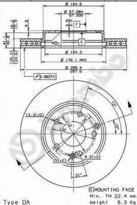 09.8411.11 BREMBO Тормозной диск