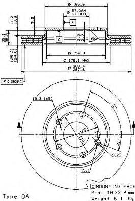 09.8681.11 BREMBO Тормозной диск