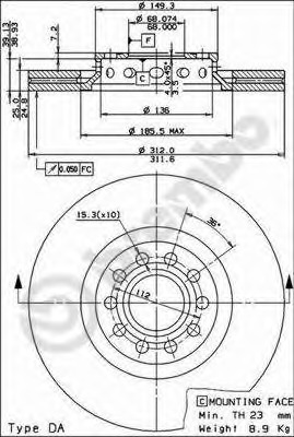 09.8690.11 BREMBO Тормозной диск