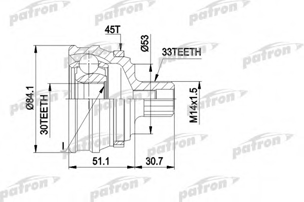 PCV1122 PATRON Шарнирный комплект, приводной вал