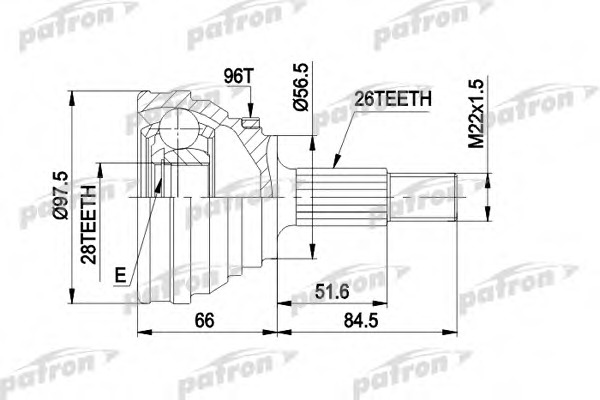pcv1203 PATRON Шарнирный комплект, приводной вал