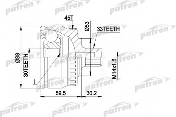 pcv1239 PATRON Шарнирный комплект, приводной вал