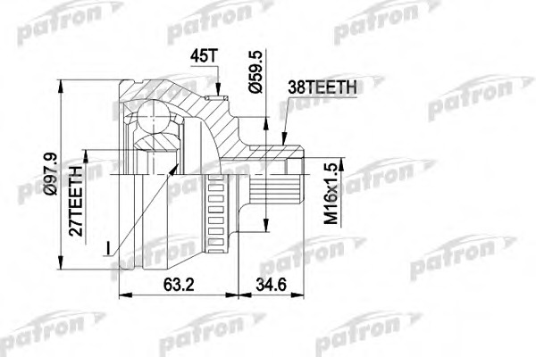 pcv1267 PATRON Шарнирный комплект, приводной вал