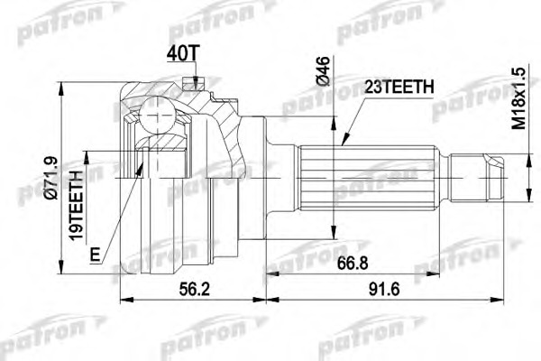 Купить pcv1280 PATRON Шарнирный комплект, приводной вал в интернет-магазине Ravta – самая низкая цена