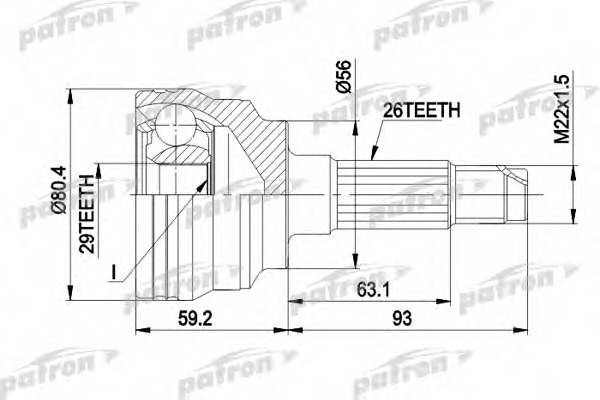 pcv1472 PATRON Шарнирный комплект, приводной вал