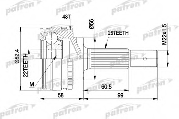 Купить pcv1484 PATRON Шарнирный комплект, приводной вал в интернет-магазине Ravta – самая низкая цена