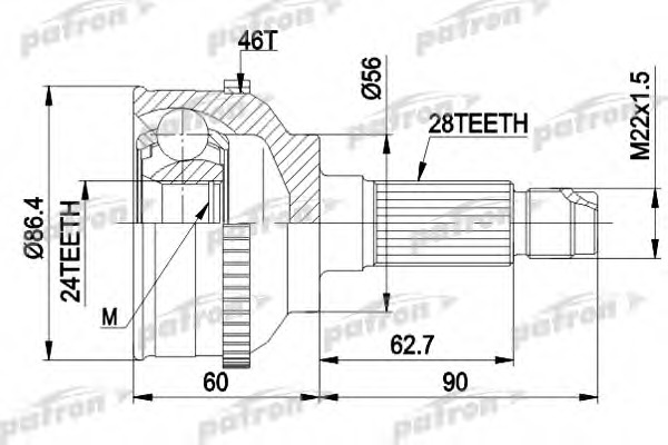 Купить pcv3295 PATRON Шарнирный комплект, приводной вал в интернет-магазине Ravta – самая низкая цена