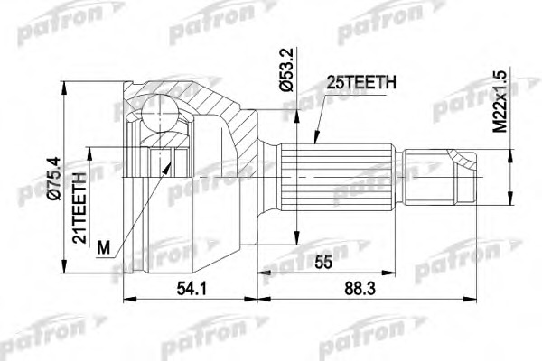 pcv3385 PATRON Шарнирный комплект, приводной вал